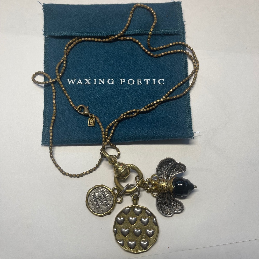 Waxing Poetic Charm Holder Necklace & 3 Charms - Picture 2 of 10